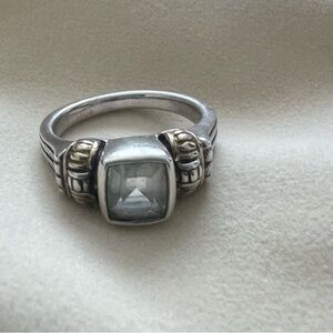 LAGOS Silver and 14k  Gold Ring with Topaz Gemstone size 7